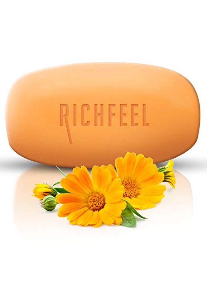 Richfeel Calendula Anti-Acne Soap | For Skin Prone To Acne & Blemishes | Physician Formulated | Helps Calm & Replenish Skin | 75 G (Pack Of 4)  - Image 3