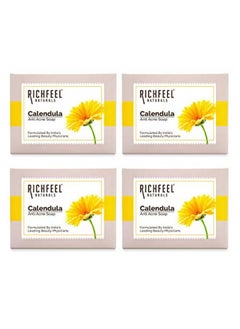 Richfeel Calendula Anti-Acne Soap | For Skin Prone To Acne & Blemishes | Physician Formulated | Helps Calm & Replenish Skin | 75 G (Pack Of 4)  - Image 1