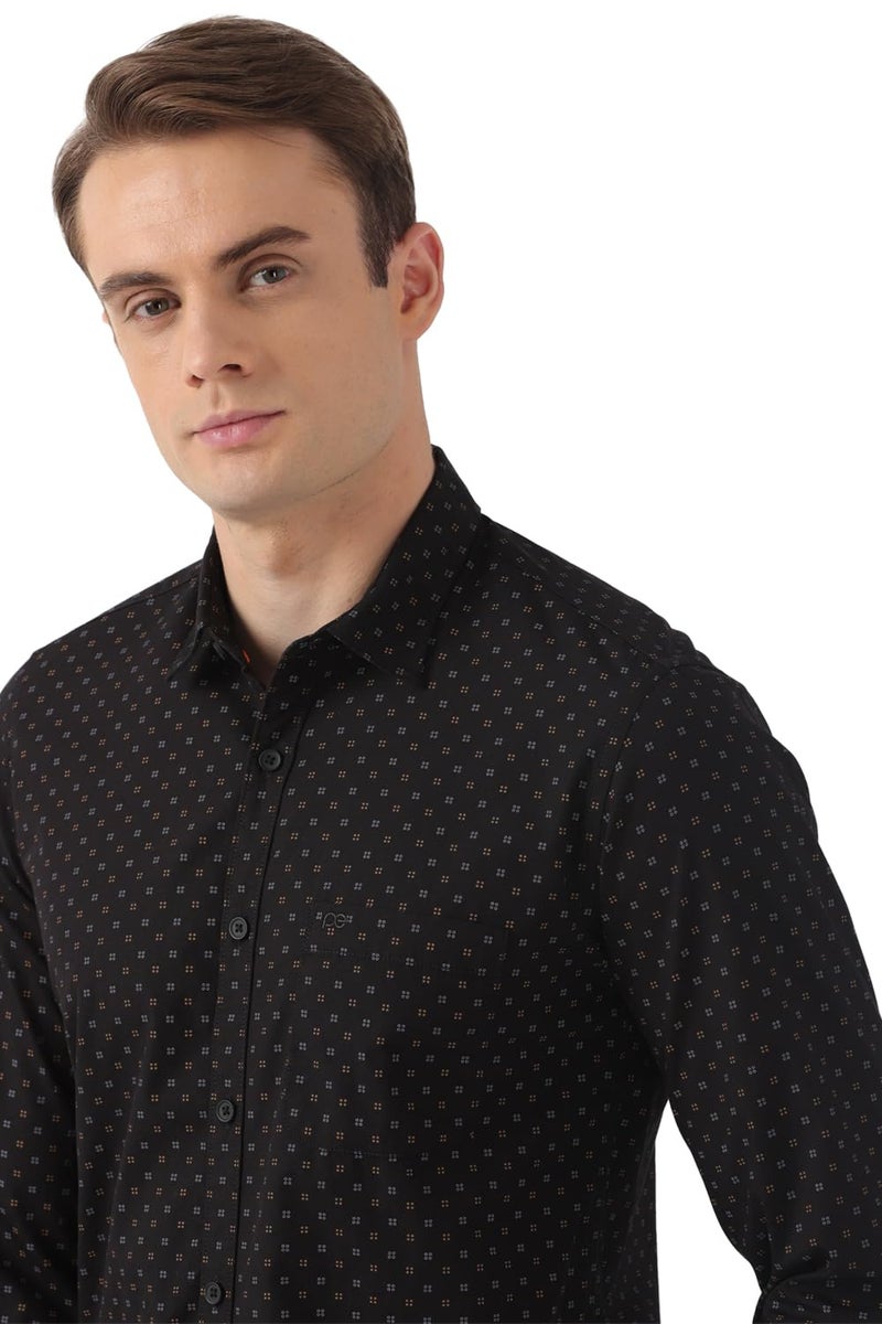 Peter England Men's Cotton Slim Fit Shirt (PCSFSSLPG34615_Black, 39 - Image 3