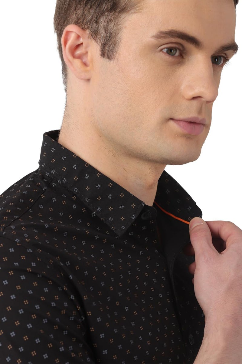 Peter England Men's Cotton Slim Fit Shirt (PCSFSSLPG34615_Black, 39 - Image 4
