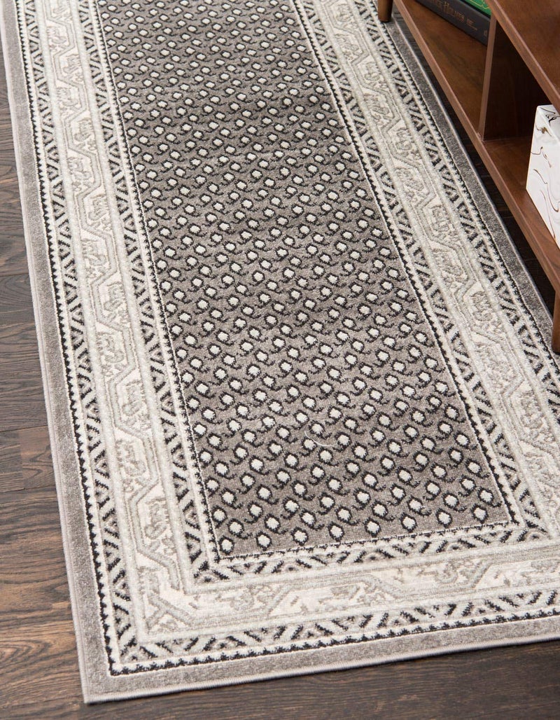 Unique Loom Williamsburg Collection Traditional Border with Dotted Center Area Rug, Runner 2' 9" x 9' 10", Gray/Beige - Image 1
