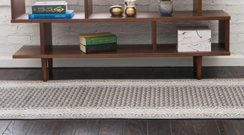 Unique Loom Williamsburg Collection Traditional Border with Dotted Center Area Rug, Runner 2' 9" x 9' 10", Gray/Beige - Image 3
