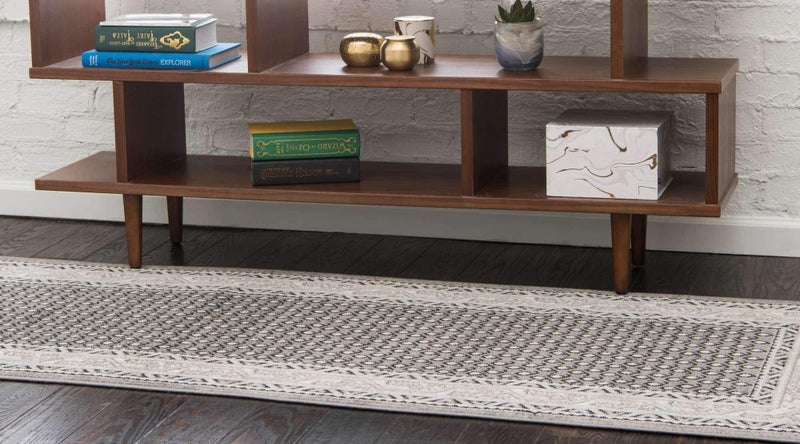 Unique Loom Williamsburg Collection Traditional Border with Dotted Center Area Rug, Runner 2' 9" x 9' 10", Gray/Beige - Image 2