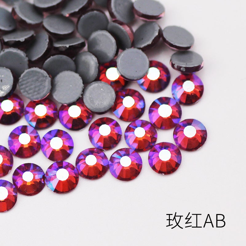 Boutique imitation Olympic bottom AB color hot drilling rubber bottom glass Czech hot drilling rhinestone clothing accessories dance dress accessories 58 rose AB