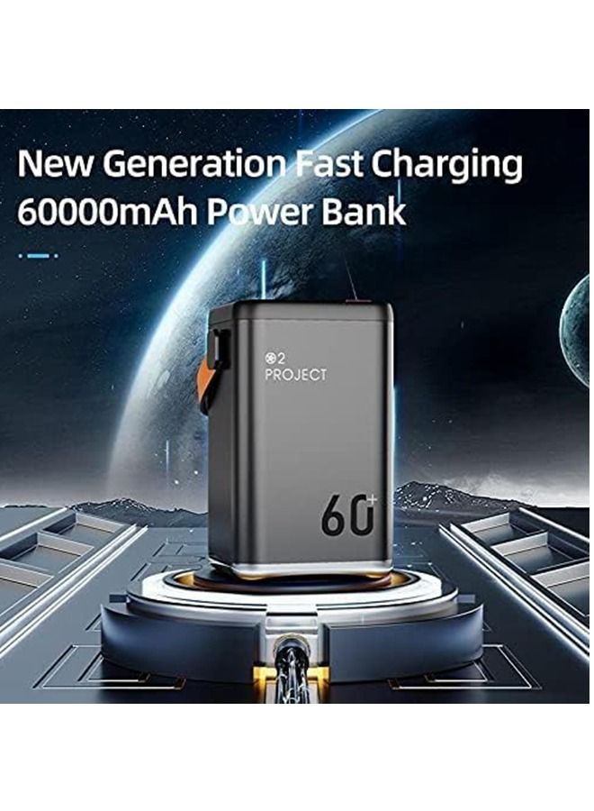 Power Bank 60000 mAh Quick Charge Power Bank Large Capacity Four USB Ports Mobile Power Bank Outdoor Portable 36 W Energy Storage Power Bank(White）  - Image 4
