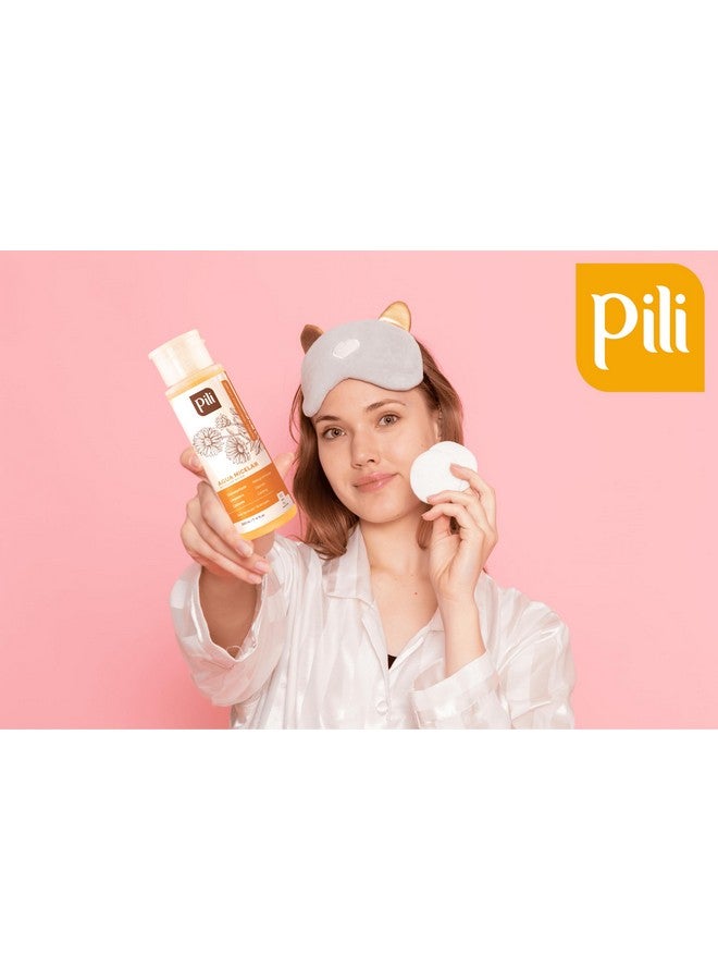 Pili ماء ميسيلار مع كاليندولا وخيار. ينظف ويرطب البشرة. مزيل مكياج مقاوم للماء. تونر لطيف للوجه والعينين والشفتين؛ لجميع أنواع البشرة؛ زجاجة مضخة سعة 7.4 أونصة سائلة. - Image 4