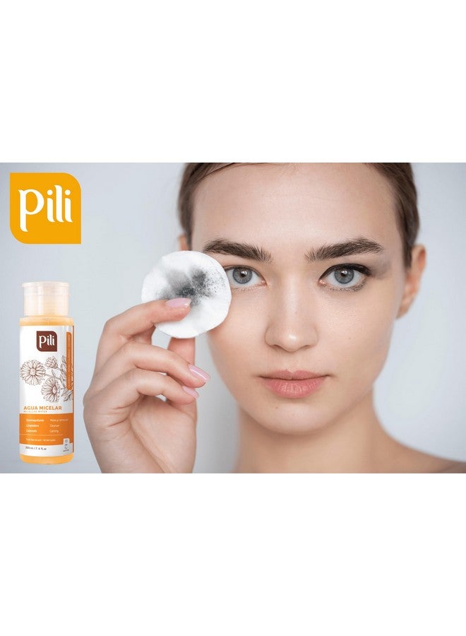 Pili ماء ميسيلار مع كاليندولا وخيار. ينظف ويرطب البشرة. مزيل مكياج مقاوم للماء. تونر لطيف للوجه والعينين والشفتين؛ لجميع أنواع البشرة؛ زجاجة مضخة سعة 7.4 أونصة سائلة. - Image 5