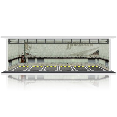 Bivitre 1/64 Diorama Display Case with LED Lights - Compatible with Hot Wheels Matchbox Mini GT Diecast Cars, for Model Car Display and Storage, Stackable Garage(Motor) - Image 1