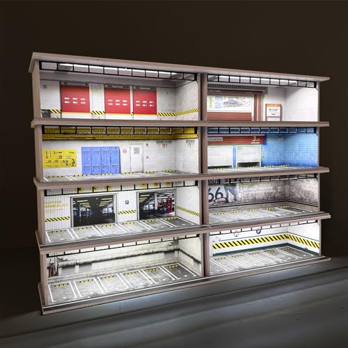 Bivitre 1/64 Diorama Display Case with LED Lights - Compatible with Hot Wheels Matchbox Mini GT Diecast Cars, for Model Car Display and Storage, Stackable Garage(Motor) - Image 4