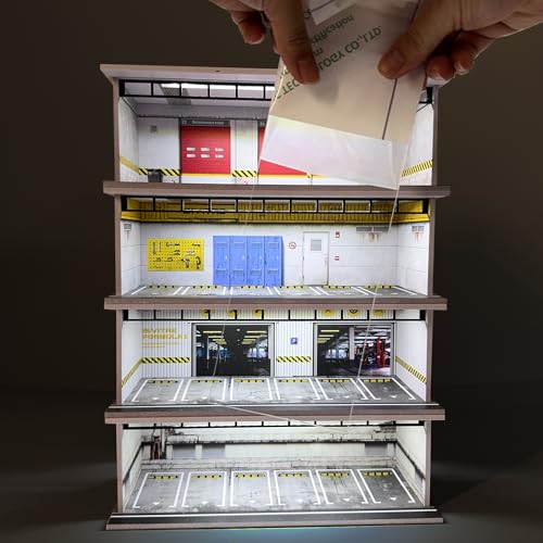 Bivitre 1/64 Diorama Display Case with LED Lights - Compatible with Hot Wheels Matchbox Mini GT Diecast Cars, for Model Car Display and Storage, Stackable Garage(Motor) - Image 5