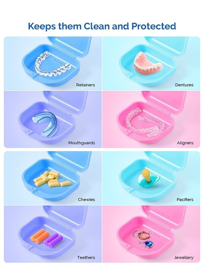 2 Pcs Orthodontic Retainer Case Retainer Case Denture Case with Ventilation Holes for Mouth Guard and Floss Keeps Dental Appliances Clean Home Travel Blue - Image 5