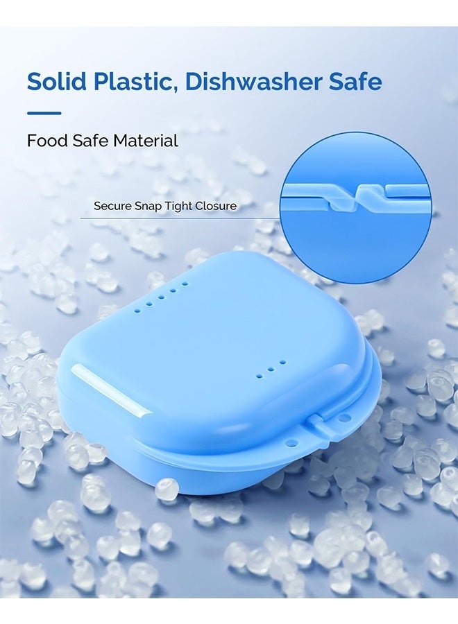 2 Pcs Orthodontic Retainer Case Retainer Case Denture Case with Ventilation Holes for Mouth Guard and Floss Keeps Dental Appliances Clean Home Travel Blue - Image 3