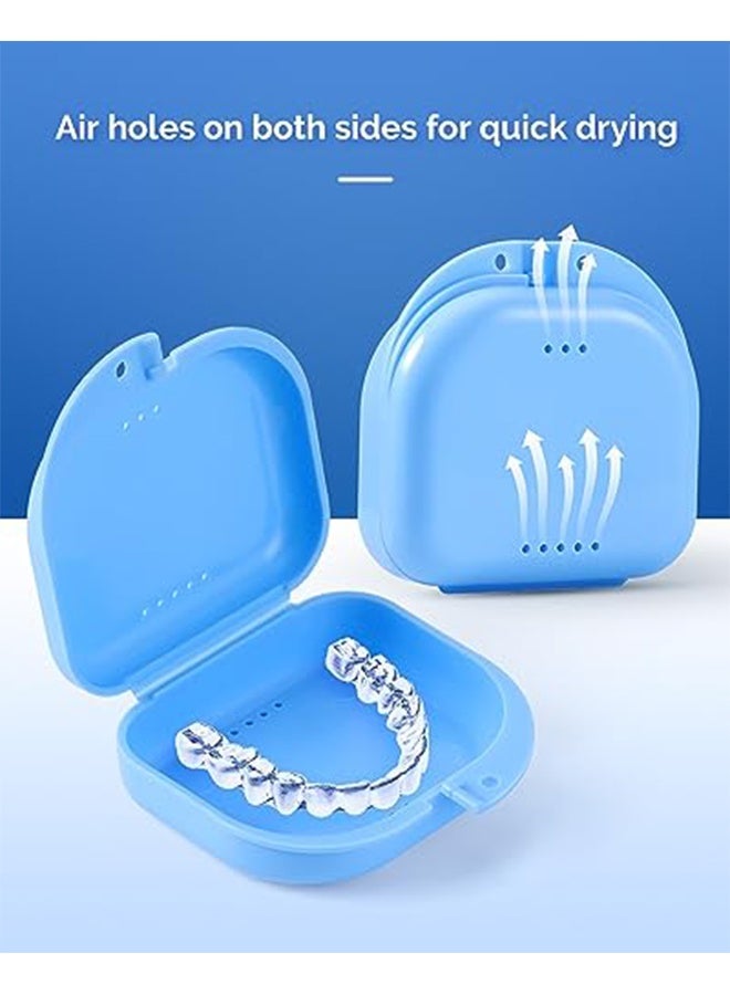 2 Pcs Orthodontic Retainer Case Retainer Case Denture Case with Ventilation Holes for Mouth Guard and Floss Keeps Dental Appliances Clean Home Travel Blue - Image 2