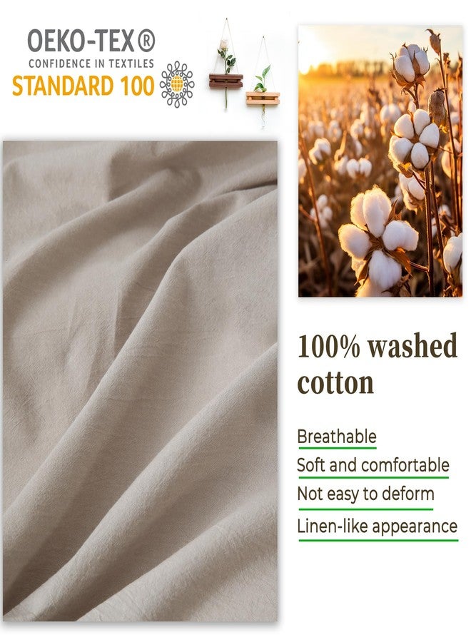 ATsense Duvet Cover California King Size, 100% Washed Cotton, Linen Feel, Tannish Linen Grey Comforter Cover, 3 Pieces Bedding Set, Soft and Breathable, Premium Luxury Hotel Style, Farmhouse Style - Image 5