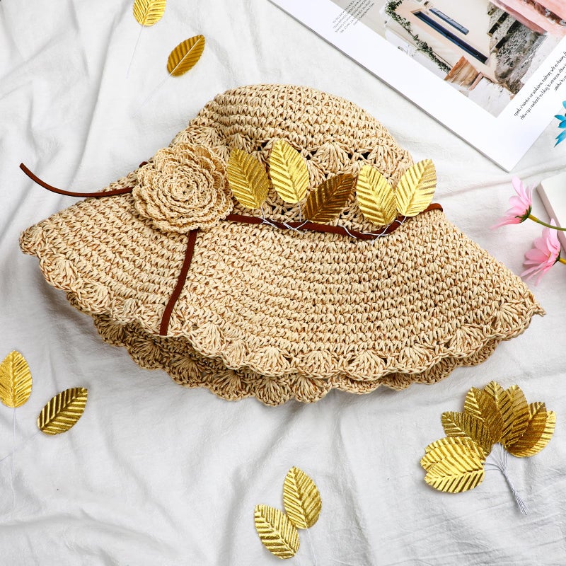 Bruislard 200 Pcs Golden Artificial Leaves with Stems DIY Corsage Single Leaf Crafts Gold Floral Accents Silk Leaf Artificial Leaves for Wedding Party Home Decor Flower Bouquet - Image 3
