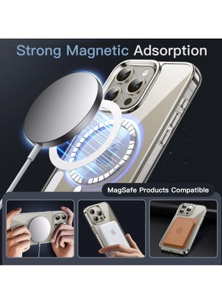 جراب Magsafe لهاتف iPhone 15 Pro Max يدعم الشحن اللاسلكي ومقاوم للاصفرار ومضاد للخدش وغطاء مغناطيسي لهاتف Apple iPhone 15 Pro Max شفاف - view 3
