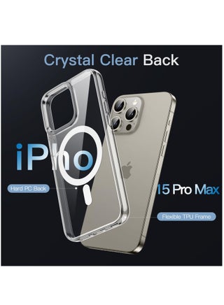 جراب Magsafe لهاتف iPhone 15 Pro Max يدعم الشحن اللاسلكي ومقاوم للاصفرار ومضاد للخدش وغطاء مغناطيسي لهاتف Apple iPhone 15 Pro Max شفاف - view 4