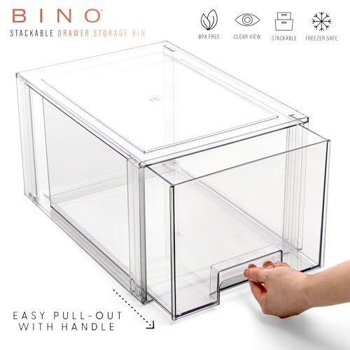 BINO Stackable Storage Drawers Tall Large Clear THE CRATE COLLECTION Storage Bins With Drawers Bathroom Organizers Under Sink Organizer Vanity Cabinet Home Organization - Image 3
