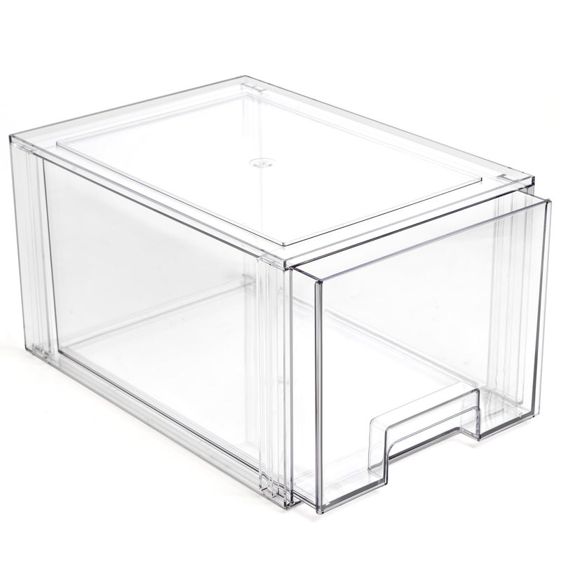 BINO Stackable Storage Drawers Tall Large Clear THE CRATE COLLECTION Storage Bins With Drawers Bathroom Organizers Under Sink Organizer Vanity Cabinet Home Organization - Image 2