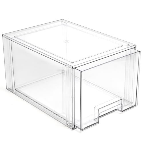 BINO Stackable Storage Drawers Tall Large Clear THE CRATE COLLECTION Storage Bins With Drawers Bathroom Organizers Under Sink Organizer Vanity Cabinet Home Organization - Image 1