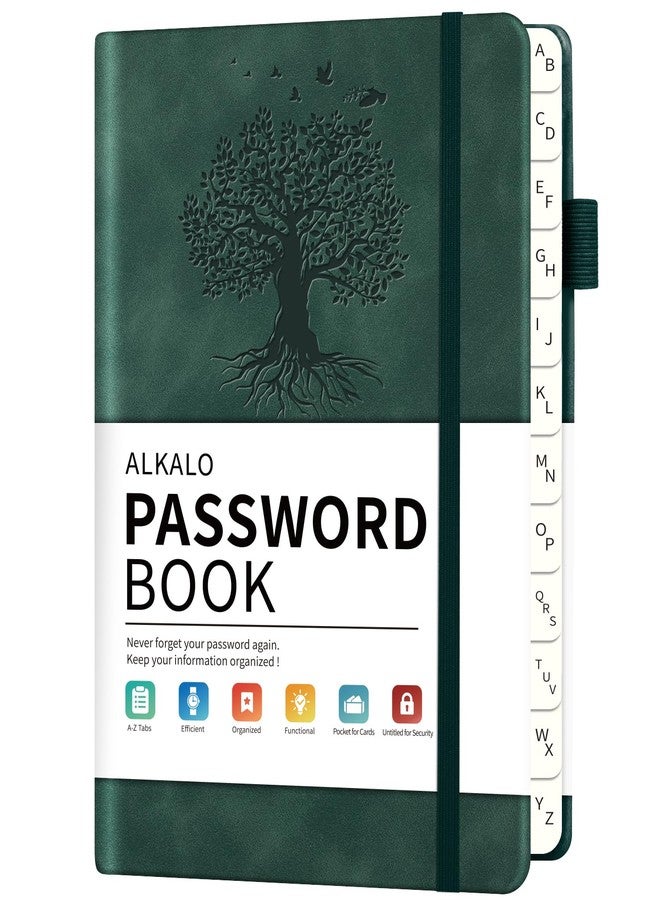 ALKALO Password Book with Alphabetical Tabs, 5.4"x7.8"Password Keeper Book, 160 Pages/100GSM Hardcover Notebook, Password Organizer for Internet Website Address Login - Image 1
