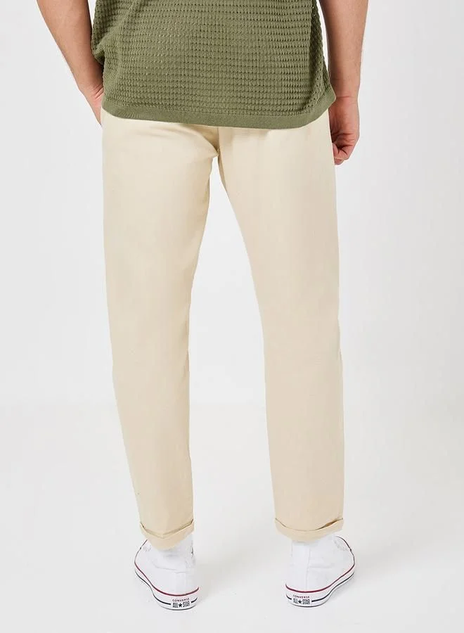 Styli Cotton Blend Relaxed Fit Pintuck Pants