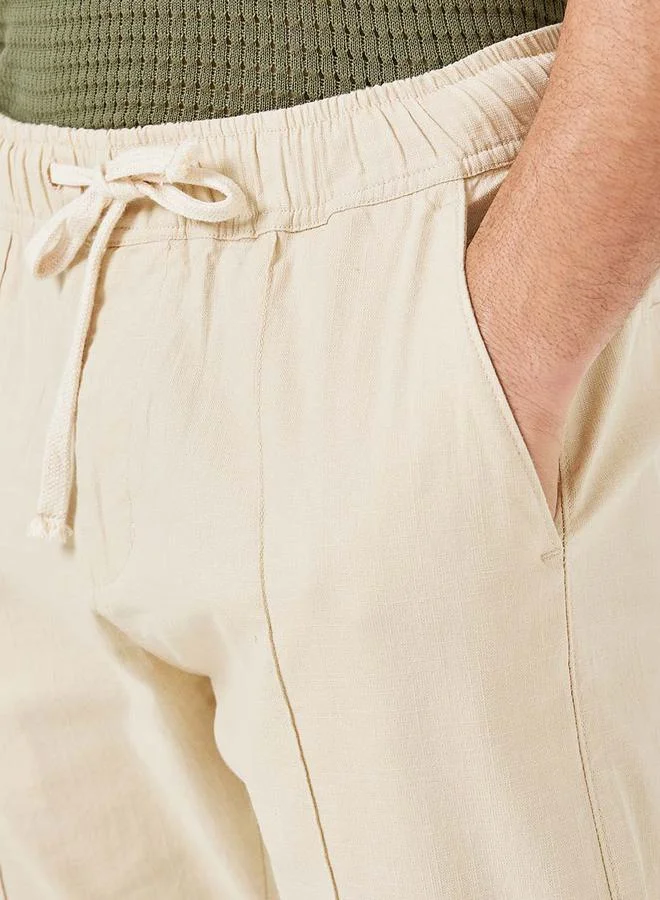 Styli Cotton Blend Relaxed Fit Pintuck Pants