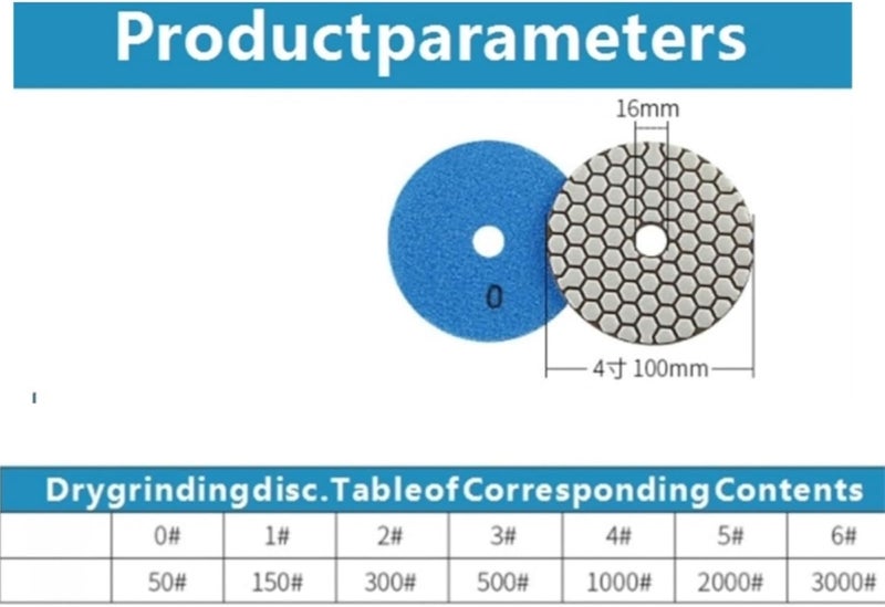 Bench Grinder Buffing Wheel, 1pc 7pcs Diamond Resin Bond Dry Polishing Pad 4"/100mm Grit #50-#3000 Granite Marble Stone Flexible Sanding Polisher Disc(2000 1pcs) - Image 3