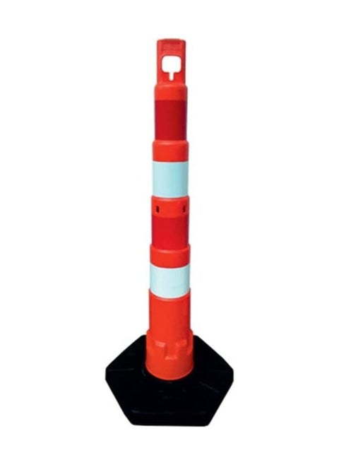 BERRY Stackable Warning Channelizer Post 110x1200mm – Bendable Red Reflective Traffic Delineator Post with PVC Weighted Base, Freestanding Safety Bollard