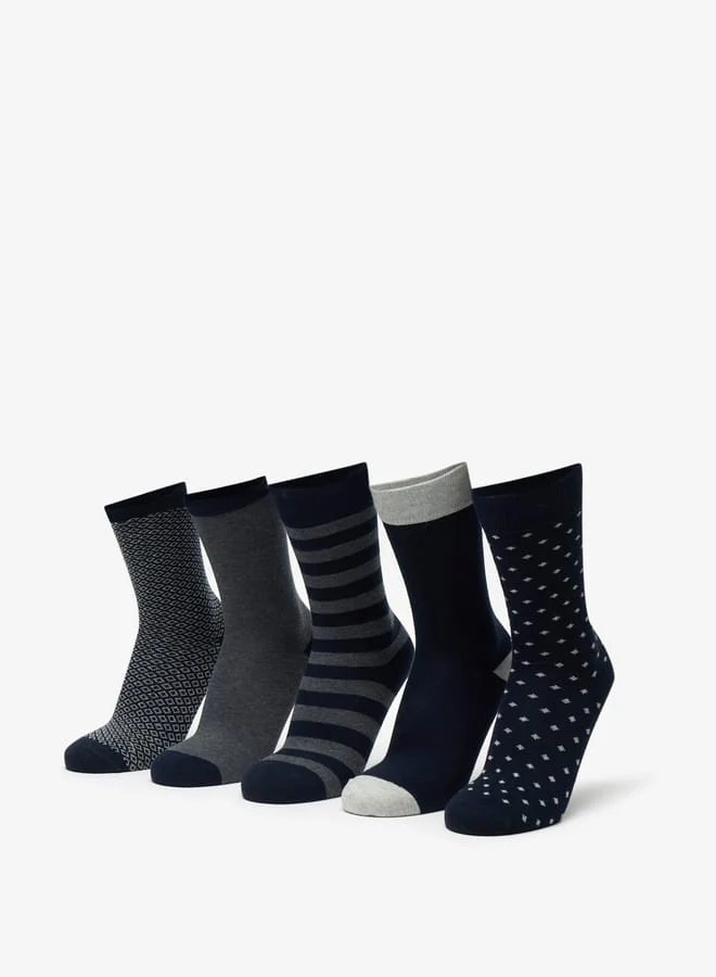 دوتشيني Men's Printed Crew Length Sock - Set of 5
