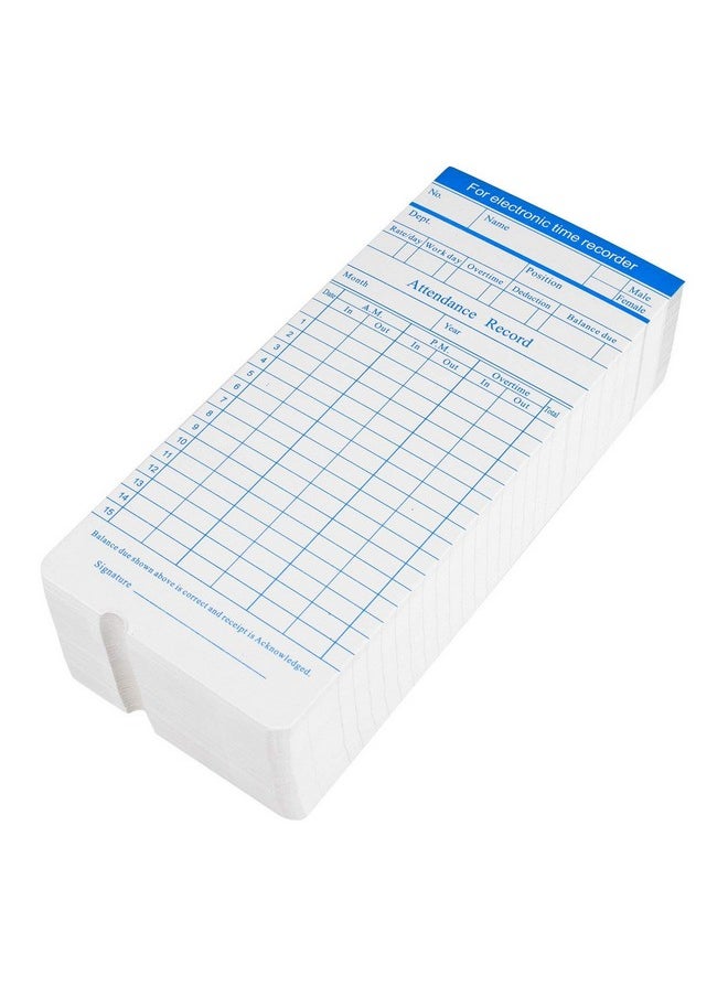 Flexzion Time Cards, Monthly Timesheet, Clock Timecard - 100 Pack, 6 Column 2-Sided Orange/Blue, Card For Time Punch Clock, Employee Attendance, Payroll Recorder, Small Business  - Image 3