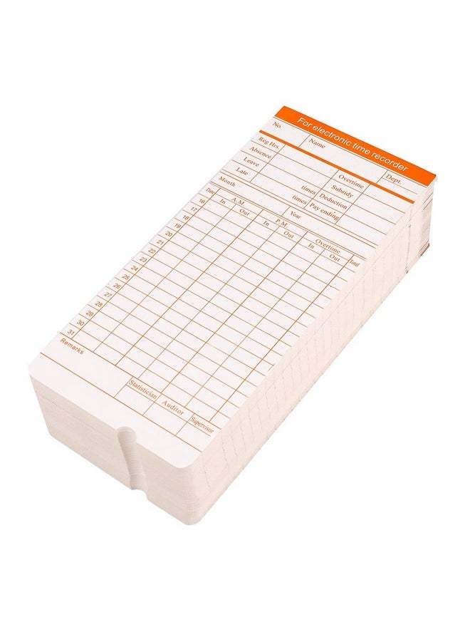 Flexzion Time Cards, Monthly Timesheet, Clock Timecard - 100 Pack, 6 Column 2-Sided Orange/Blue, Card For Time Punch Clock, Employee Attendance, Payroll Recorder, Small Business  - Image 4