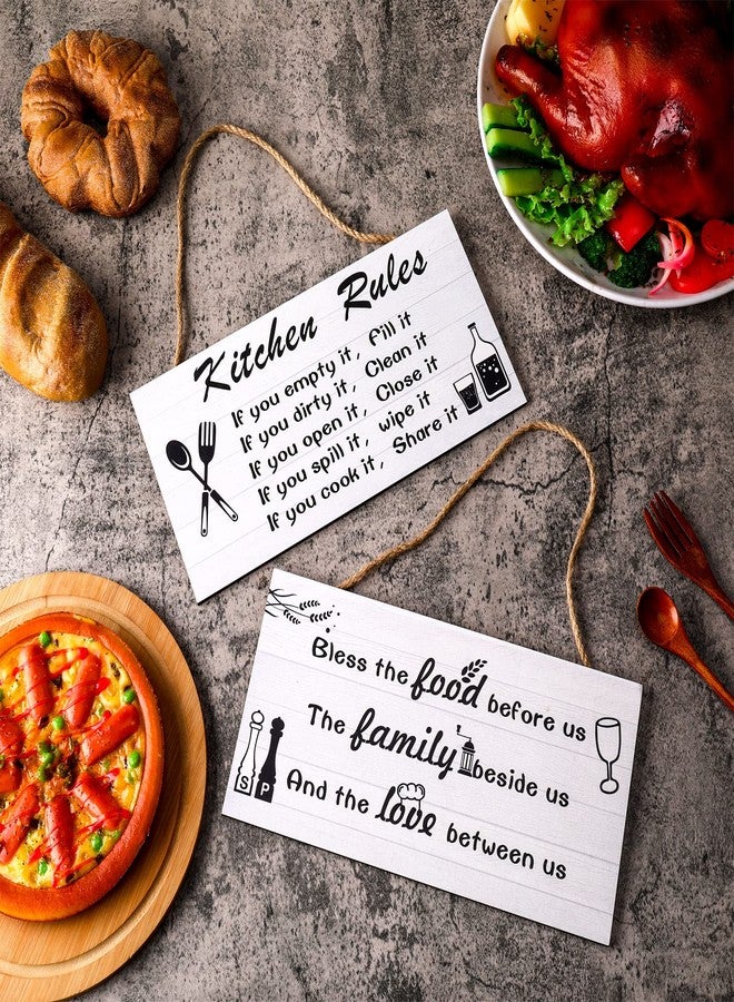 Yinder 2 Pcs Kitchen Rules Wall Decor Farmhouse Kitchen Sign Wooden Dining Room Decor Black and White Hanging for Rustic Modern Bathroom Christmas - Image 3