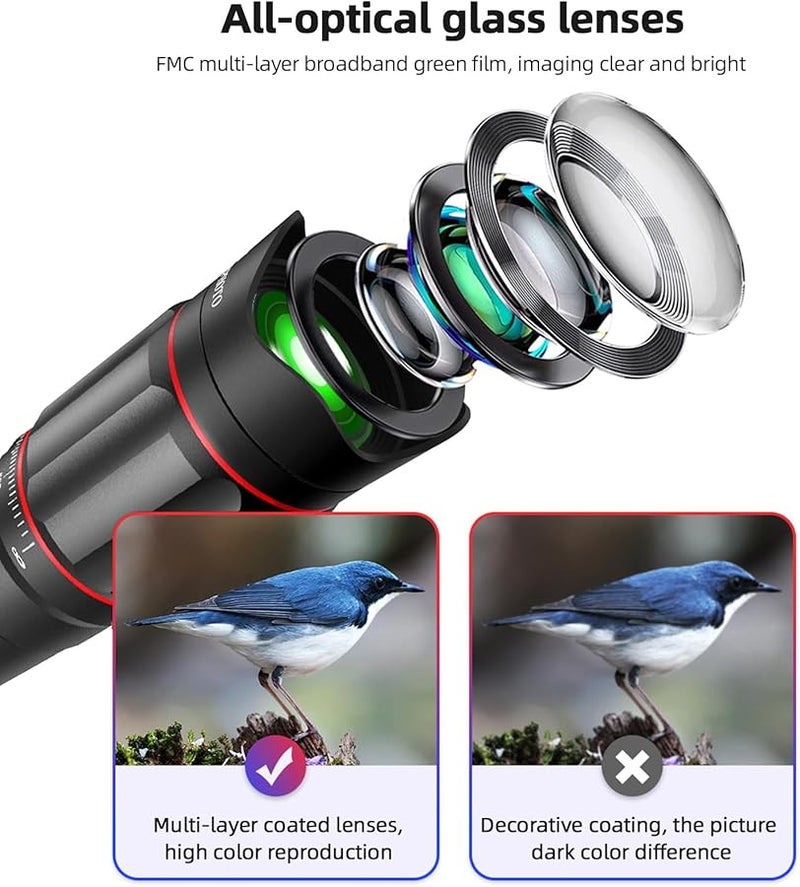 عدسة تكبير تليفوتوغرافي 25X مع مشبك وحامل لتصوير الهواتف الذكية - Image 3