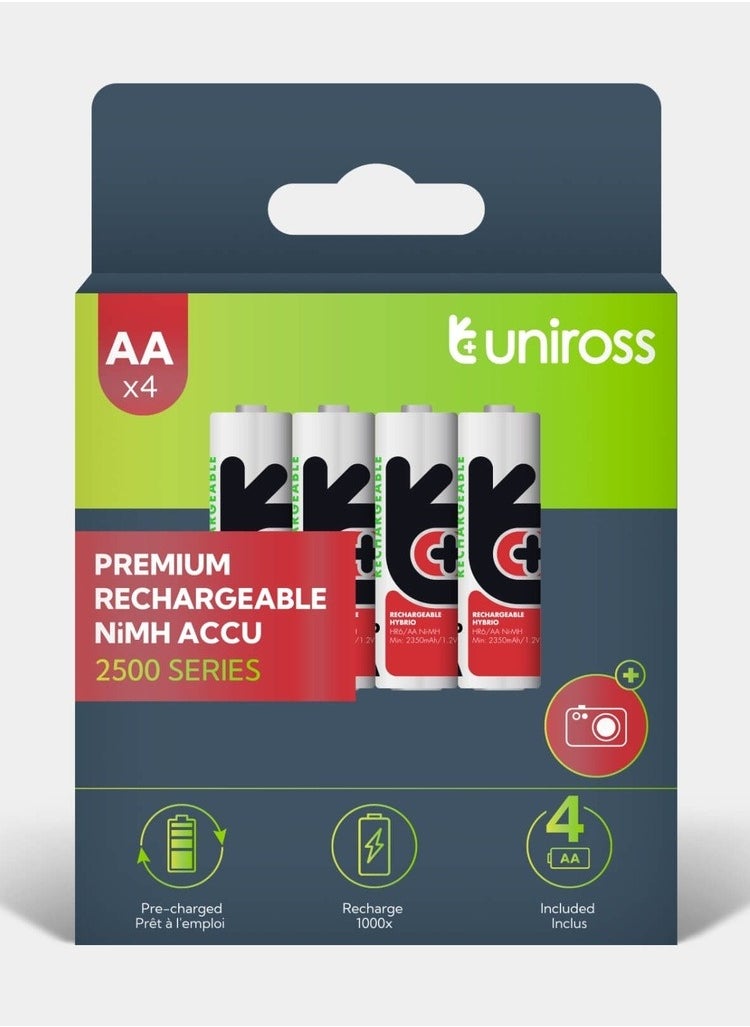Uniross - Uniross Ni-MH Rechargeable AA Battery 2500mAh (Pack of 4) - Image 1