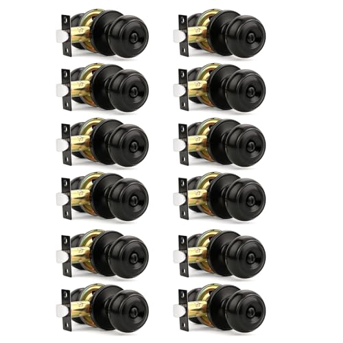 Orger 10 Pack Matte Black Privacy Door Knobs Interior, Classic Round Shape Bedroom Doorknobs with Lock, Keyless Modern Design Door Lockset for Bathroom and Bedroom - Image 1