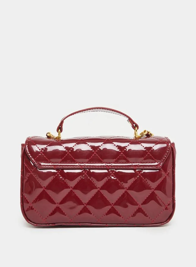 ستايلي Styli Quilted Patent Handbag with Turn Lock Closure