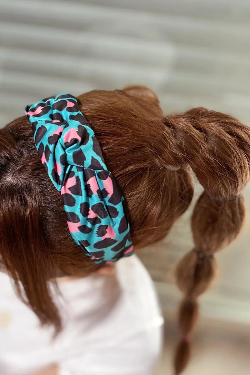 باهلس Women's Colorful Leopard Pattern Knotted Crown Hair Band