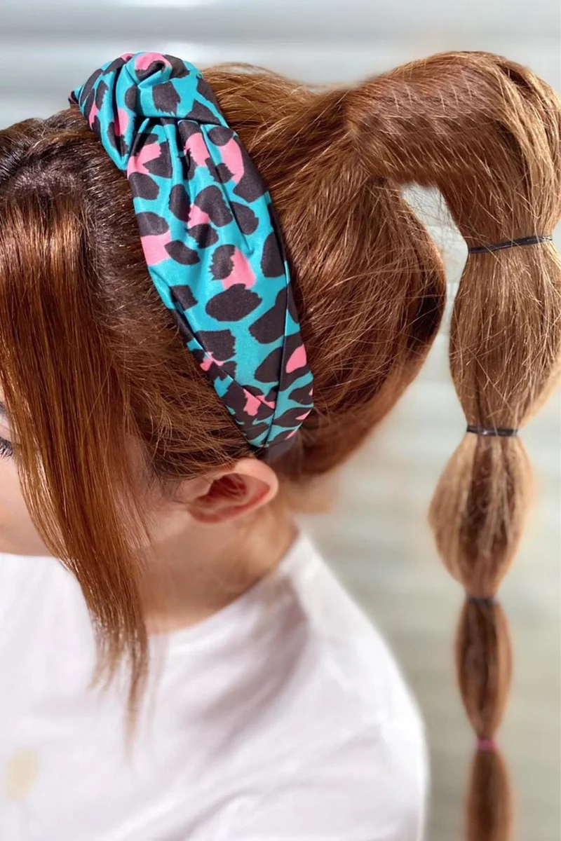 باهلس Women's Colorful Leopard Pattern Knotted Crown Hair Band