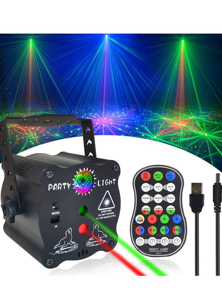 DJ Disco Stage Party Lights, Sound Activated Laser Light RGB Flash Strobe Projector with Remote Control for Karaoke Pub KTV Bar Dance Gift Birthday Wedding - Image 1