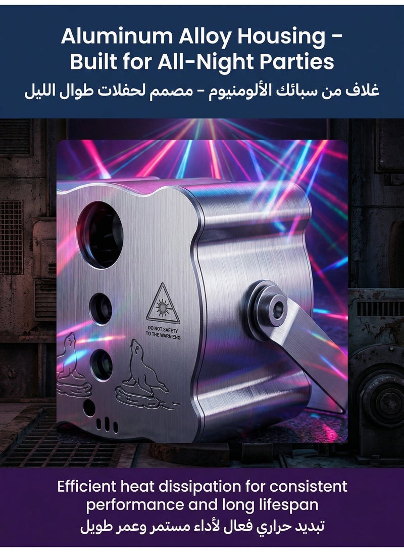 أضواء دي جي ديسكو للمرحلة والحفلات، ضوء ليزر يعمل بالصوت بتقنية RGB والوميض، مع جهاز تحكم عن بُعد، مناسبة للكاريوكي والحانة ومراكز الترفيه وحفلات الزفاف وأعياد الميلاد والرقص. - Image 4