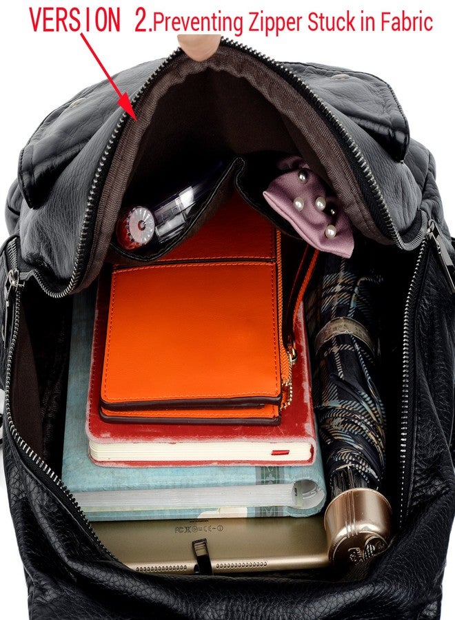 UTO Women Backpack Purse PU Washed Leather Rivet Studded Convertible Ladies Rucksack Shoulder Bag Black - Image 5