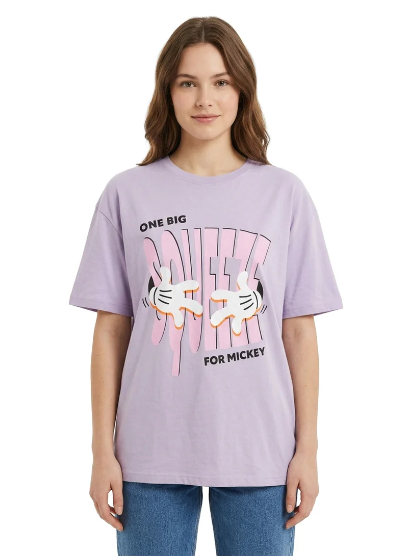 ديزني Disney “Mickey Power” Women’s Oversized Drop Shoulder T-Shirt