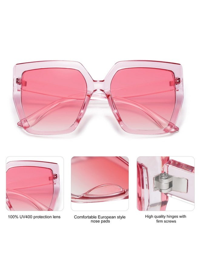 Sojos Horned Rim Thick Sunglasses For Women Trendy Oversized Black Modern Hipster Fashion Shades Sj2161 With Transparent/Gradient Pink  - Image 3