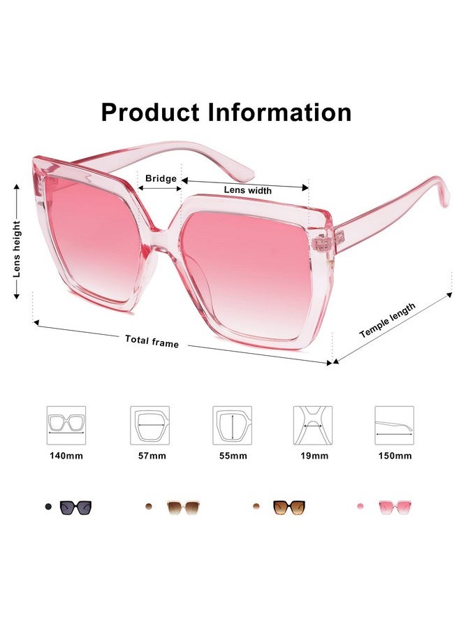 Sojos Horned Rim Thick Sunglasses For Women Trendy Oversized Black Modern Hipster Fashion Shades Sj2161 With Transparent/Gradient Pink  - Image 4