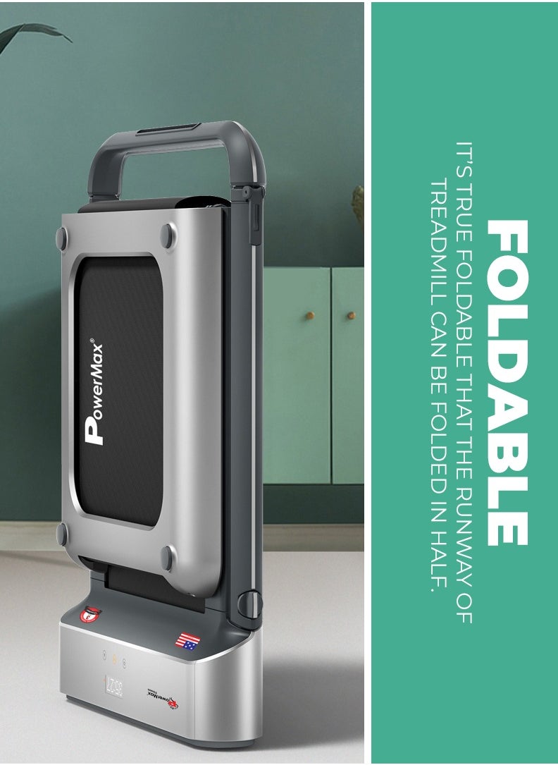 باورماكس فيتنيس - جهاز الجري PowerMax Fitness Jogpad-5 بقوة 4 حصان للمنزل، وتدريبات القلب، يأتي مع شاشة عرض بتقنية IMD مزدوجة الطي، وحزام جري مضاد للانزلاق، والحد الأقصى للمستخدم يصل إلى 110 كجم - Image 1