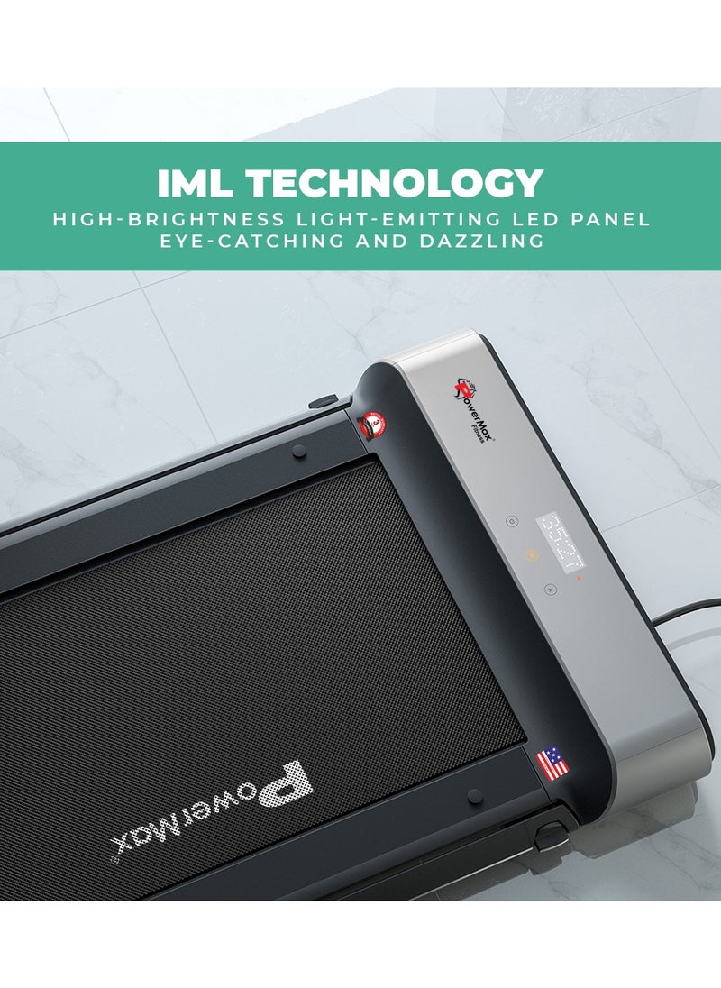 باورماكس فيتنيس - جهاز الجري PowerMax Fitness Jogpad-5 بقوة 4 حصان للمنزل، وتدريبات القلب، يأتي مع شاشة عرض بتقنية IMD مزدوجة الطي، وحزام جري مضاد للانزلاق، والحد الأقصى للمستخدم يصل إلى 110 كجم - Image 1