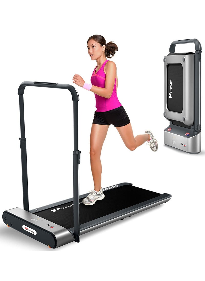 باورماكس فيتنيس - جهاز الجري PowerMax Fitness Jogpad-5 بقوة 4 حصان للمنزل، وتدريبات القلب، يأتي مع شاشة عرض بتقنية IMD مزدوجة الطي، وحزام جري مضاد للانزلاق، والحد الأقصى للمستخدم يصل إلى 110 كجم - Image 1