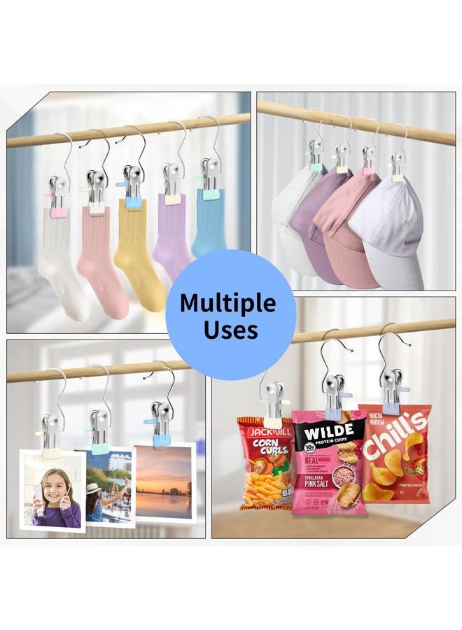 Senbowe Clothes Pins 30-Pack Laundry Hook Hangers Clothes Hanger Clips for Closet Organizer Socks Towels Clips Heavy Duty Clothespins Bulk Clothes Hanger Clips (Black,Beige White,Pink) - Image 3