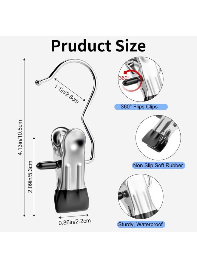 Senbowe Clothes Pins 30-Pack Laundry Hook Hangers Clothes Hanger Clips for Closet Organizer Socks Towels Clips Heavy Duty Clothespins Bulk Clothes Hanger Clips (Black,Beige White,Pink) - Image 2